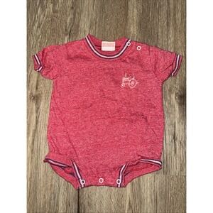 Vintage Tog A Longs Boys Infant Red Tractor Romper‎ Snap Closure Size 6months